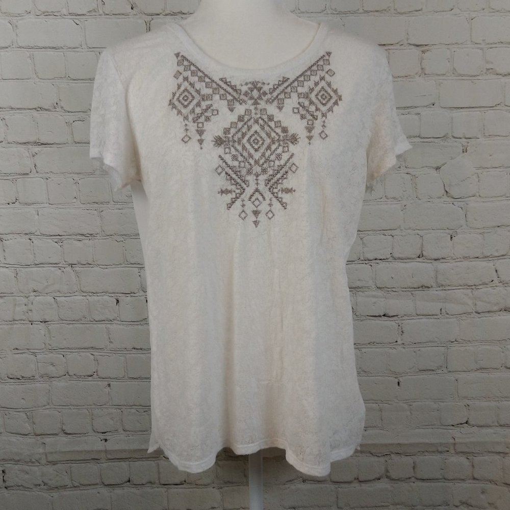 Miss Me White High Low Short Sleeve Women Top M